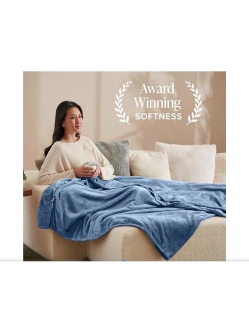 Bare Home Ultra-Soft Microfiber Throw Blanket Light Blue Oeko-Tex Certified Ligh